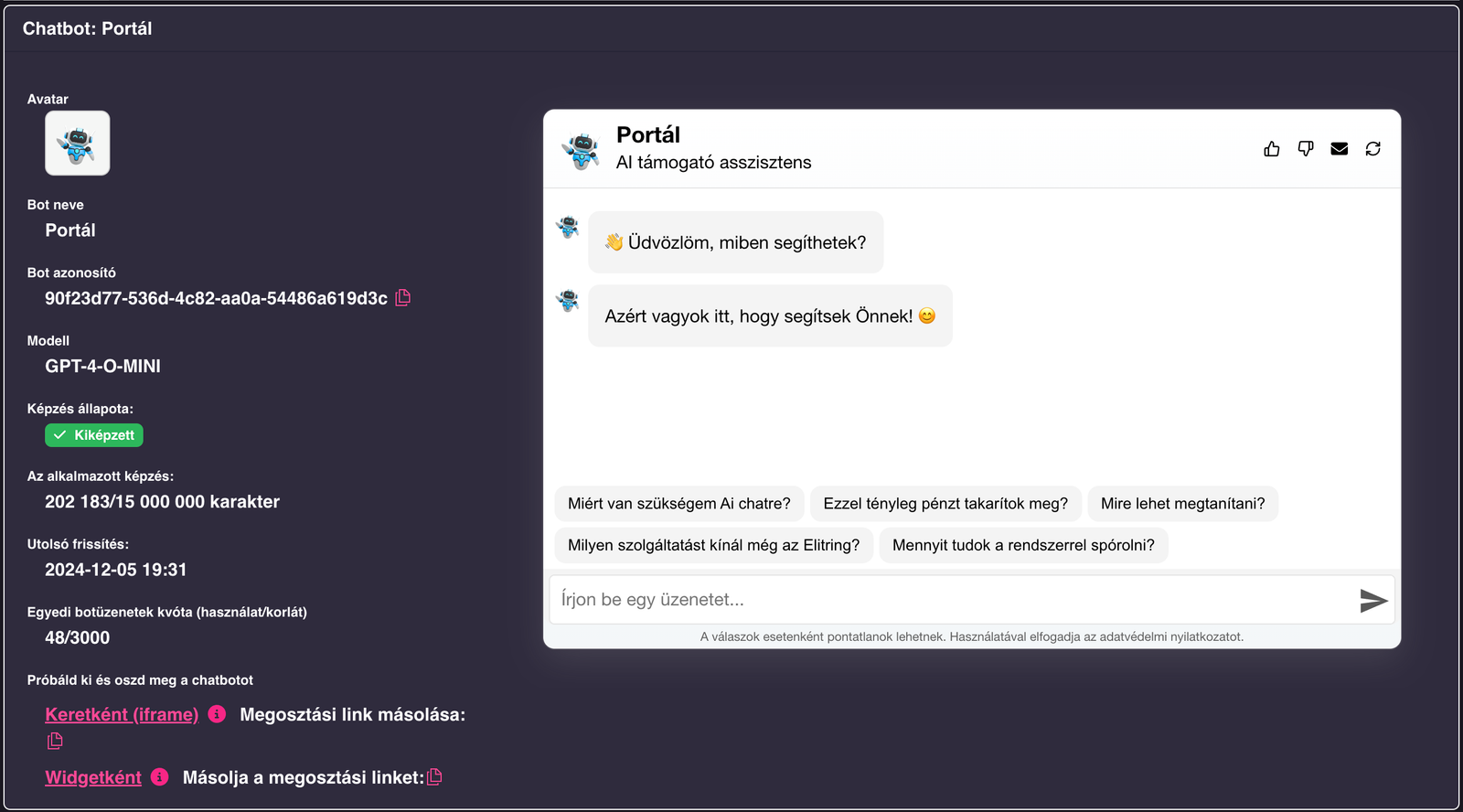 chatbot áttekintése